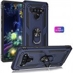 Wholesale LG Stylo 6 Tech Armor Ring Grip Case with Metal Plate (Navy Blue)
